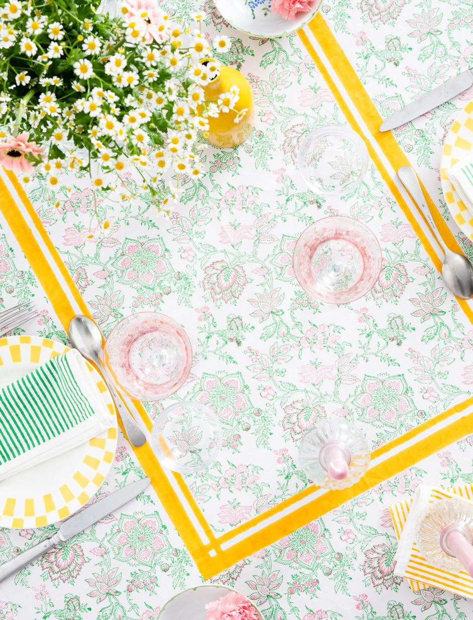 Pink and Green Tablecloth