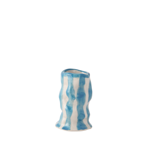 Hodge Pots, 'Turquoise Candy Stripe Candle Holder'
