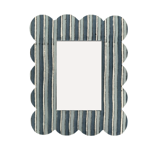 Scalloped Blue Stripe Frame