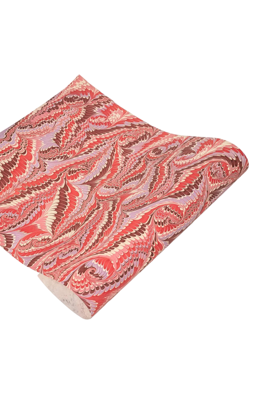 Hand Marbled Florentine Pink Wrapping Paper