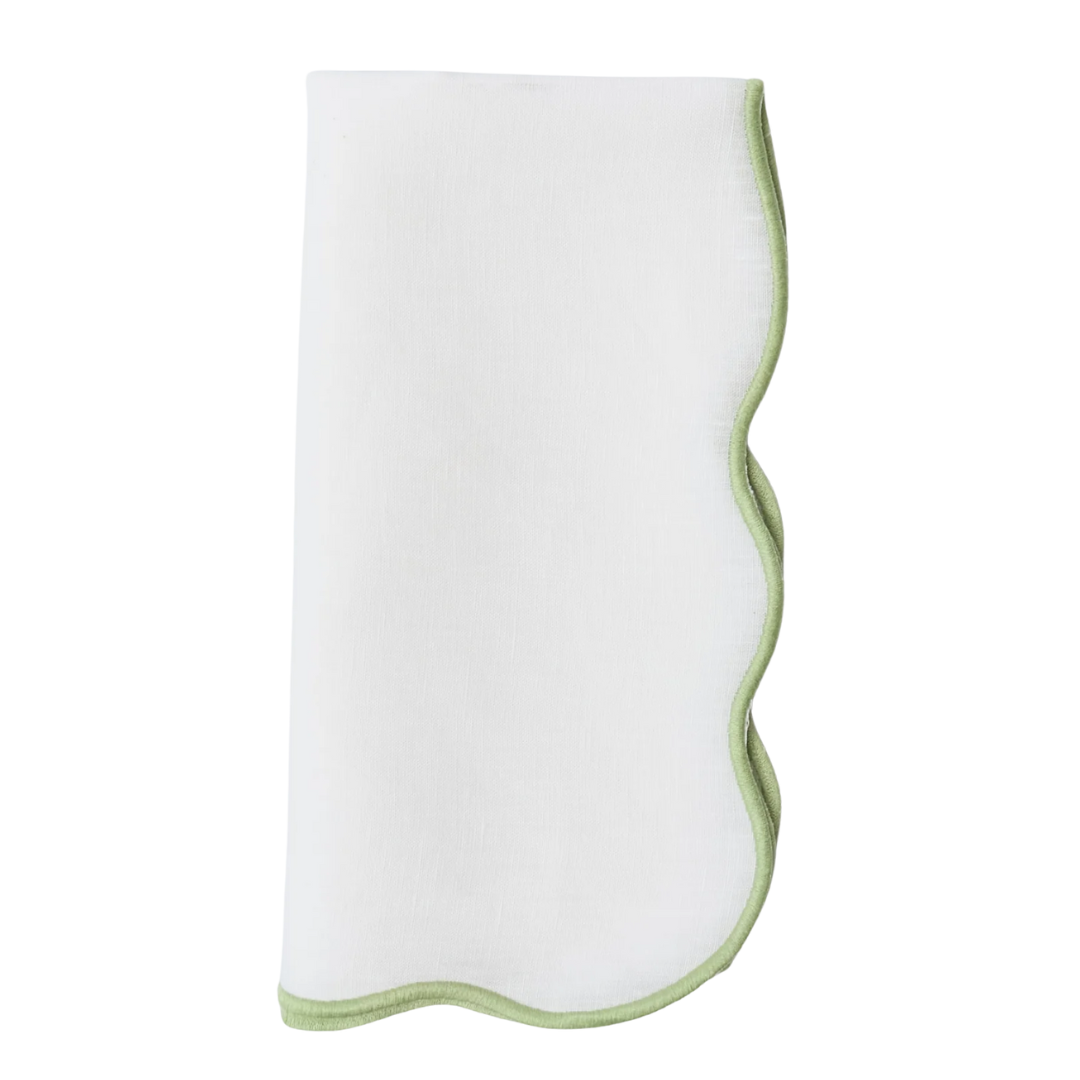 Voi Collective, Spring Green Scallop Linen Napkin (Set of 4)