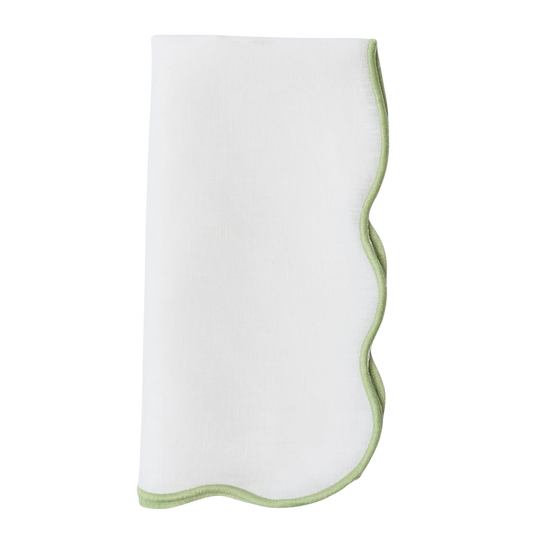 Voi Collective, Spring Green Scallop Linen Napkin (Set of 4)
