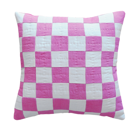 Eldorado, Chequered Cushion in Pink