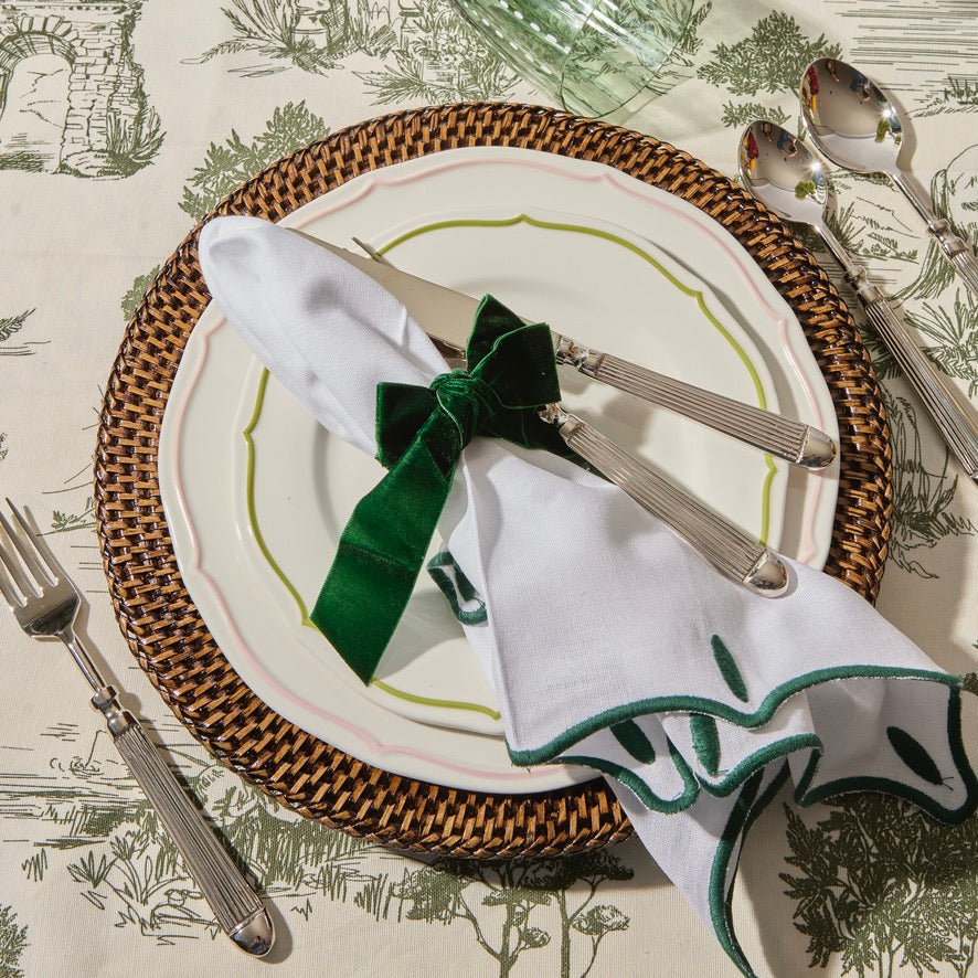 Voi Collective, Green Velvet Napkin Bow (Set of 4)