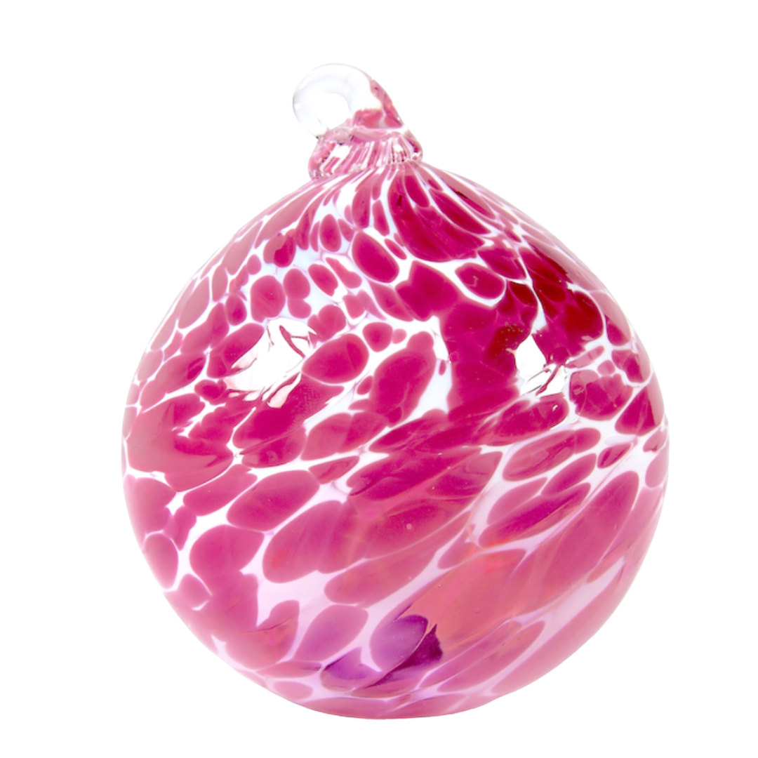 Handblown Pink and White Bauble