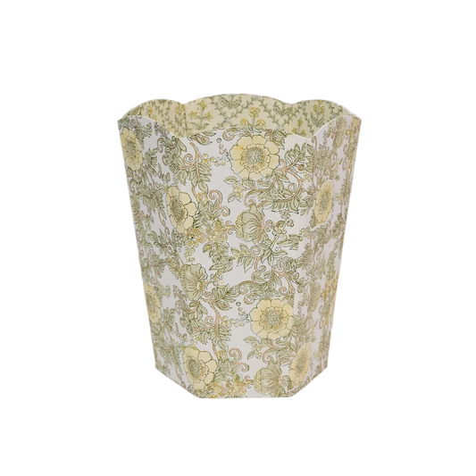 Block Printed Waste Paper Basket in Yellow