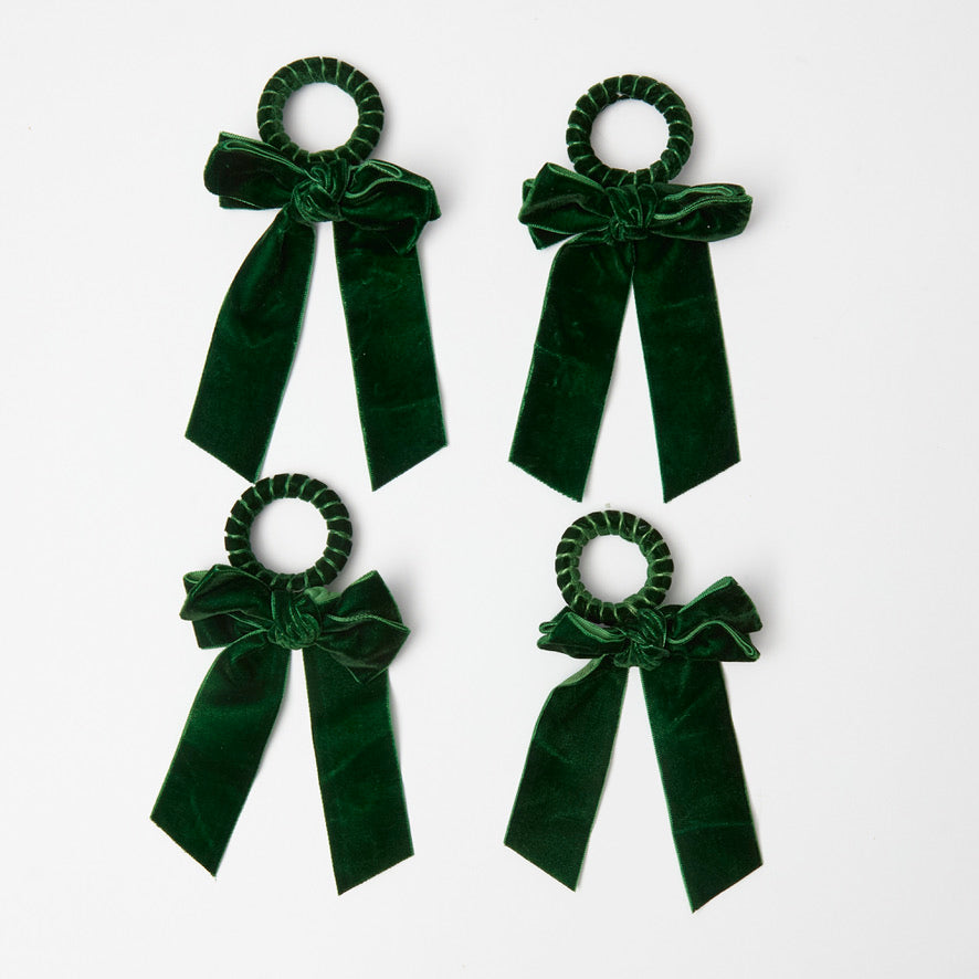 Voi Collective, Green Velvet Napkin Bow (Set of 4)