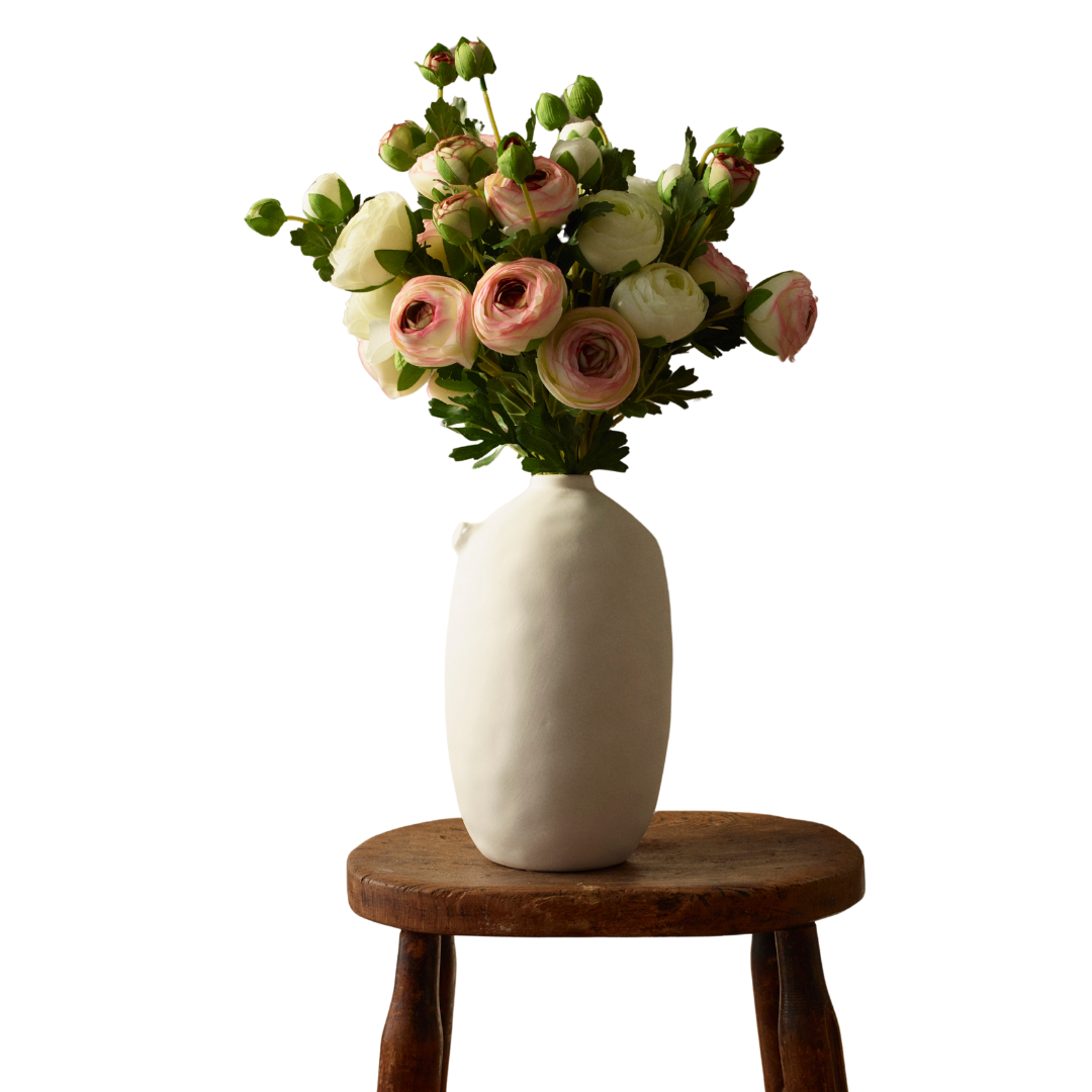 Ett Hem London, Ranunculus Faux Flower Arrangement - Cream, Blush & Light Green