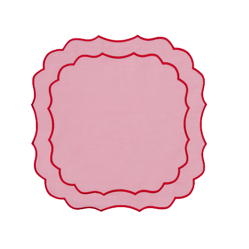 The Multipurpose Napkin & Placemat in Pink and Red, Set of Four