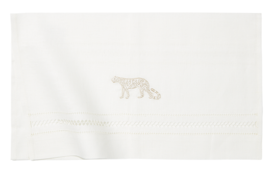 Volga Linen, Hand Towel Diamond Stitch Leopard