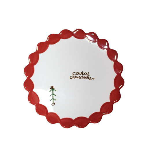 'Cowboy Christmas' Scalloped Plate