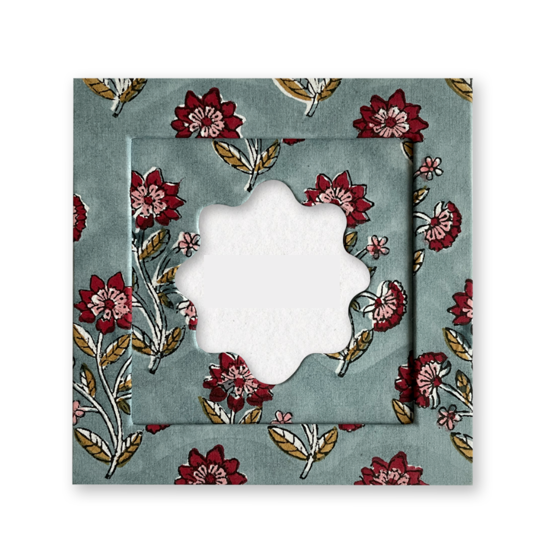 Blue Floral Photo Frame with Scalloped Edge