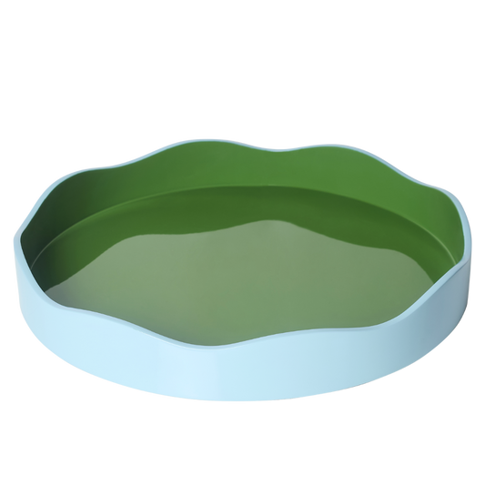 The Allegra Round Wiggle Tray in Green and Blue