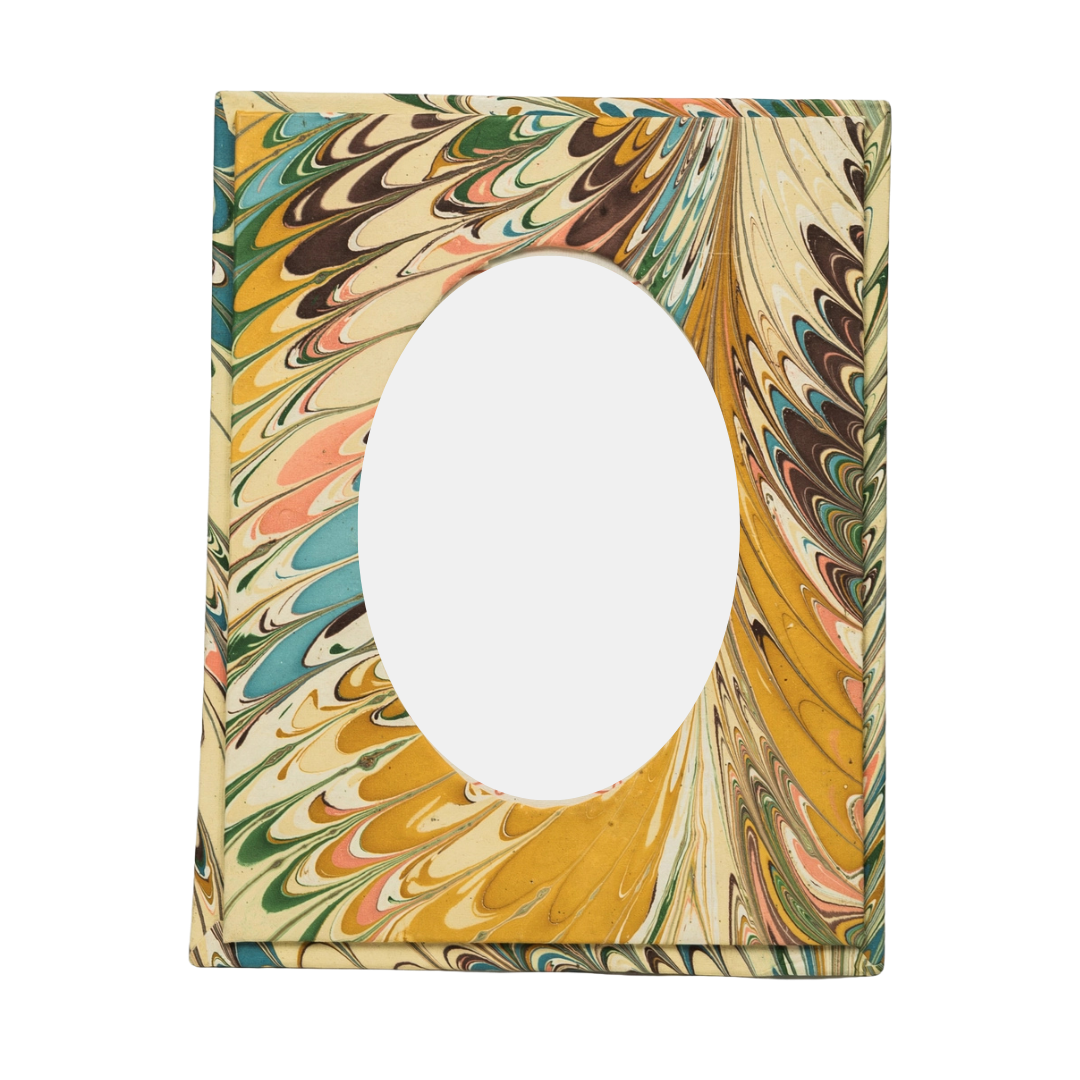 Hand-Marbled Flatiron Feathers Oval Frame PRE-ORDER