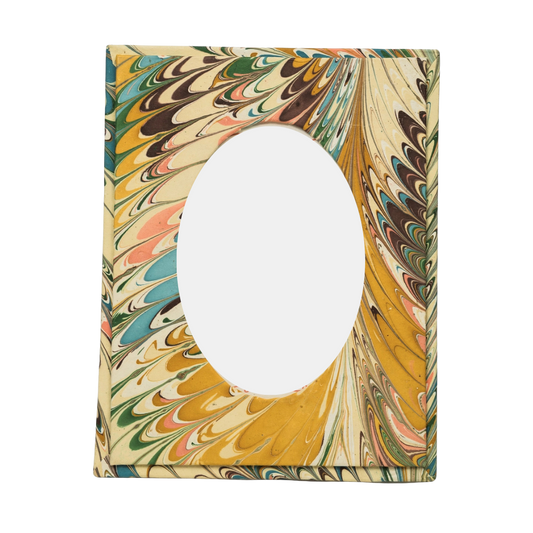 Hand-Marbled Flatiron Feathers Oval Frame PRE-ORDER