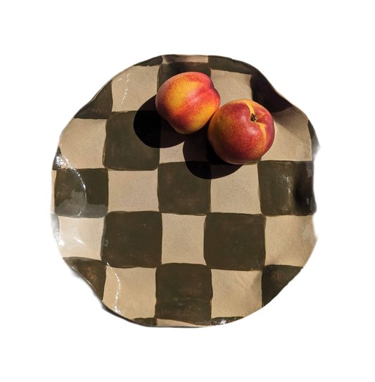 Rosie Gore, Green Wavy Check Serving Platter
