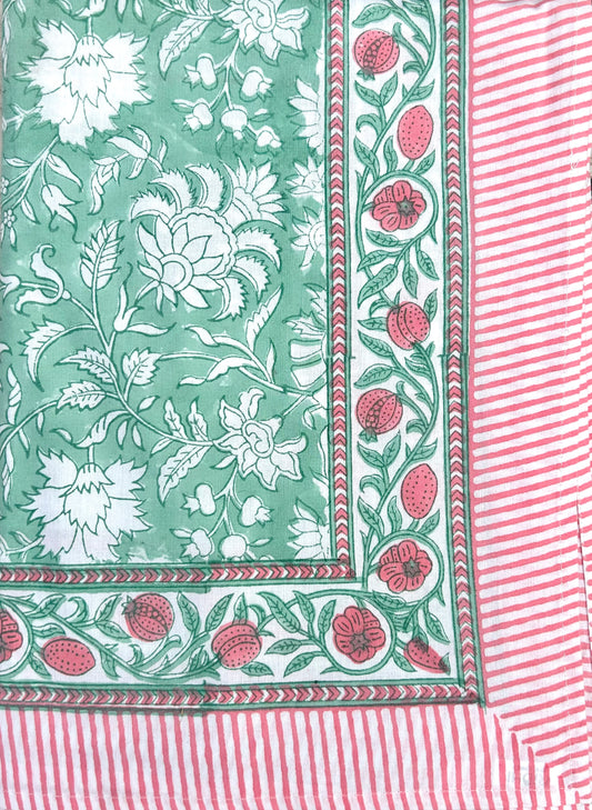 Sage Indian Hand Block Tablecloth