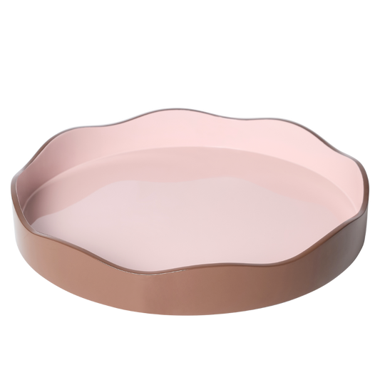 The Allegra Round Wiggle Tray in Pink and Brown