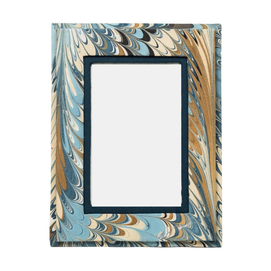 Hand-Marbled Blue Feathered