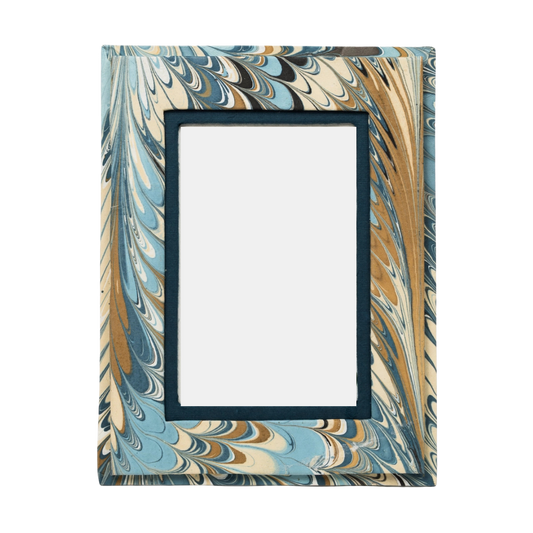 Hand-Marbled Blue Feathered Frame PRE-ORDER
