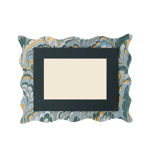 Blue Scalloped Hand-Marbled Frame