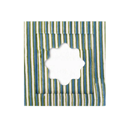 Small Green Stripe Frame with Scalloped Edge