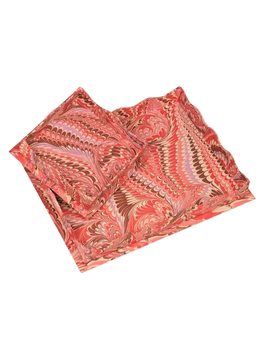 PRE-ORDER - Scalloped Hand-Marbled Tray in Pink