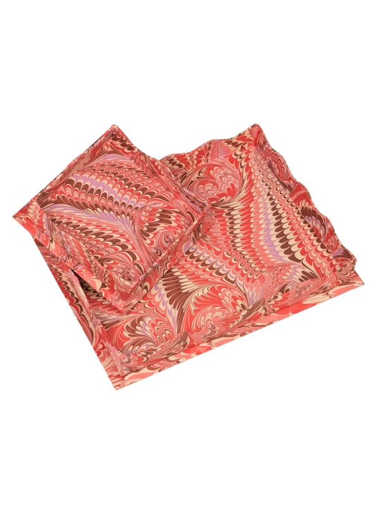 Scalloped Hand-Marbled Tray in Pink