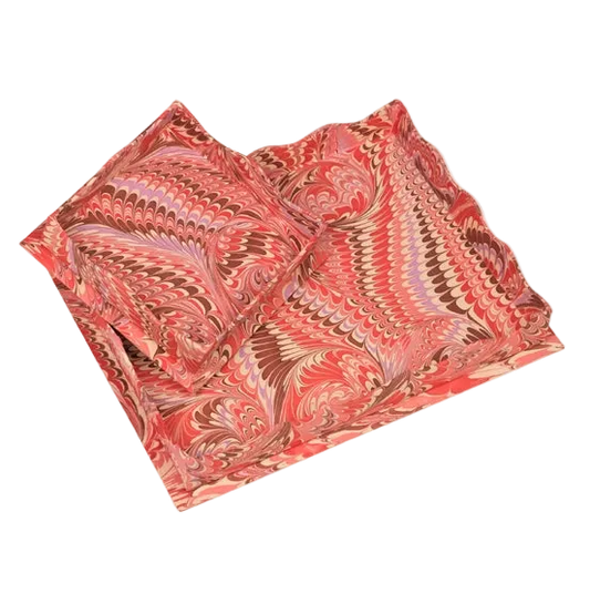 PRE-ORDER - Scalloped Hand-Marbled Tray in Pink
