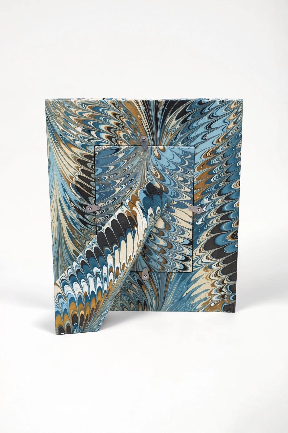 Hand-Marbled Large Blue Feathered Frame