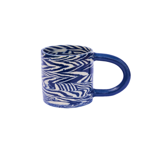 Plop Pottery, Cobalt Herringbone Blue Mug