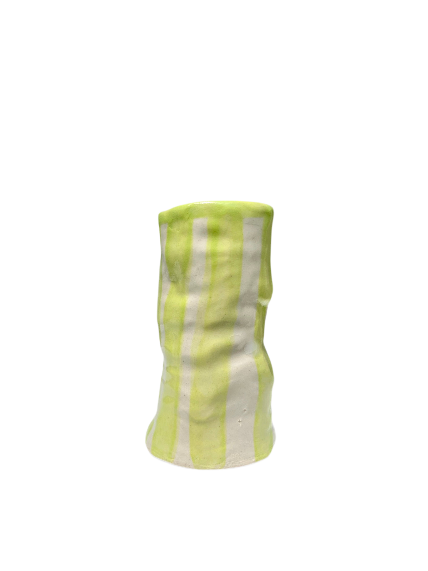 Hodge Pots, 'Lime Green Candy Stripe Candle Holder'