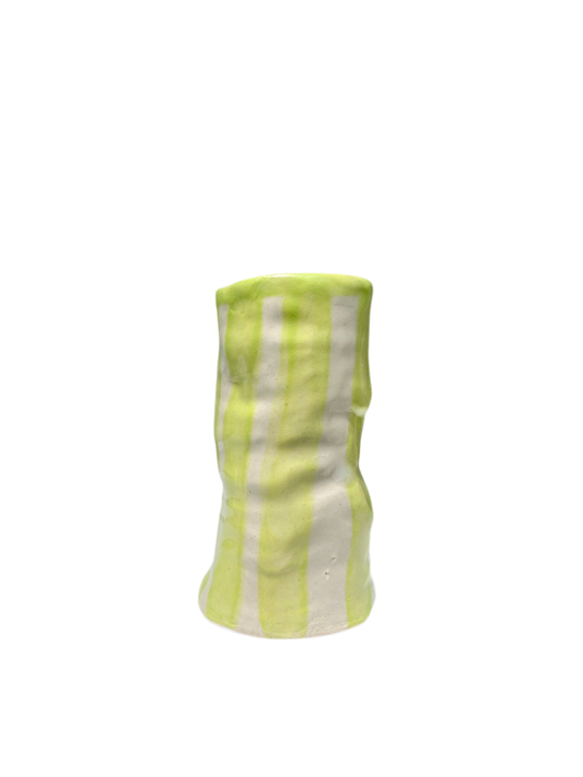 Hodge Pots, 'Lime Green Candy Stripe Candle Holder'