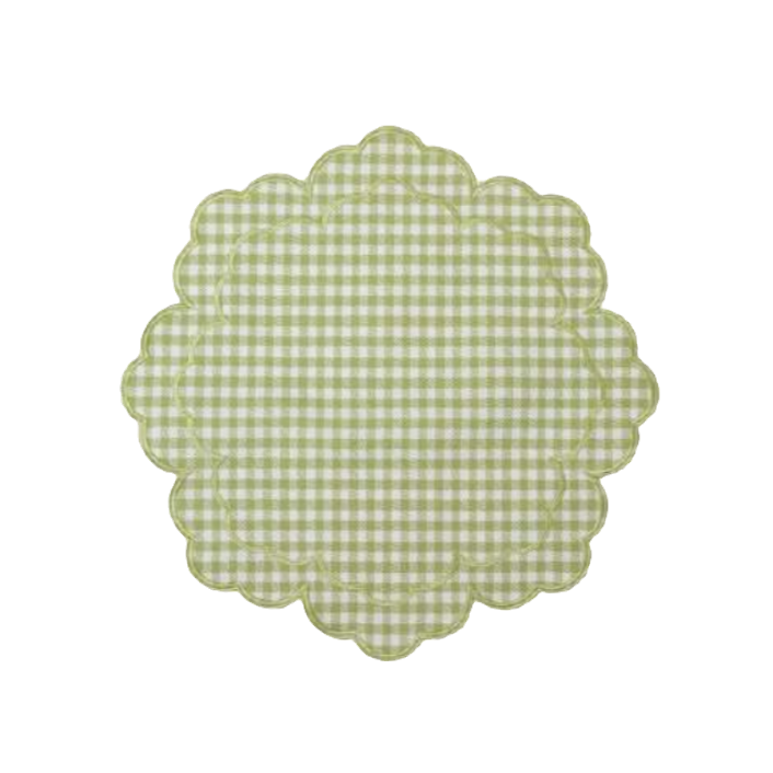 White and Green Gingham Placemat