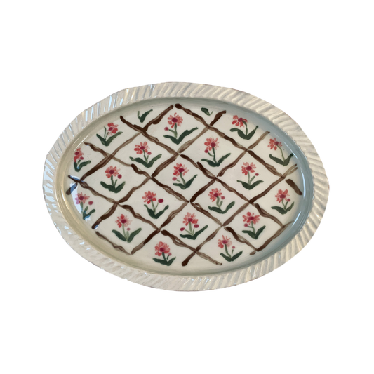 Sophie Harpley  x Lamorna Elmer Carnations Pottery Platter
