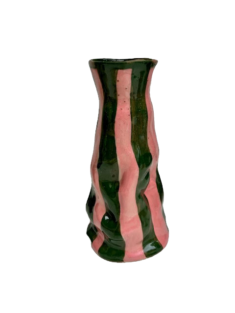 DM x Hodge Pots, 'New Pink and Green Striped Vase'