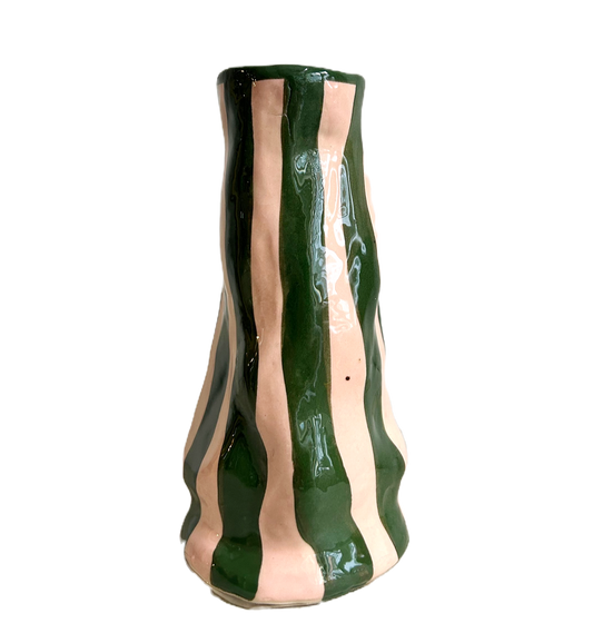 DM x Hodge Pots, 'Pink and Green Striped Vase'