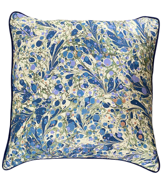 House of Amitié, 'Linen Cushion Cover Juniper Blue Anise & Ditzy Aloma'