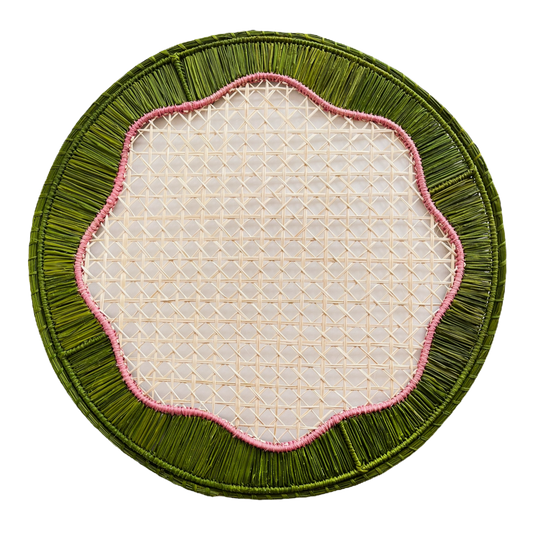 Wavy Pink and Green Placemat with Thick Edge