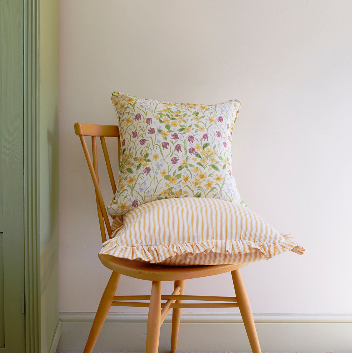 Sophie Harpley, ' Oxford Meadow' linen piped cushion'