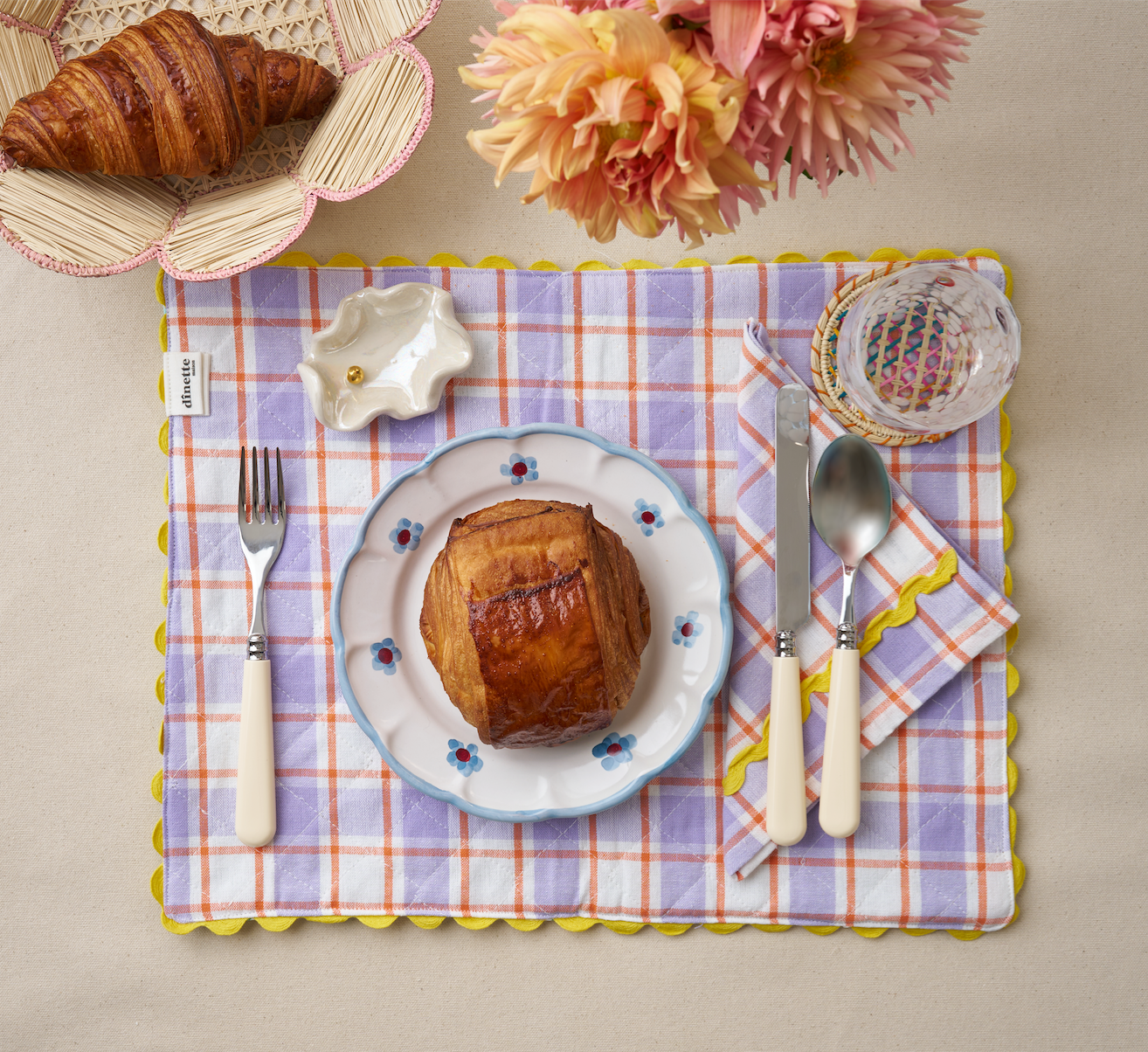 A Pair of Purple and Yellow Napkins