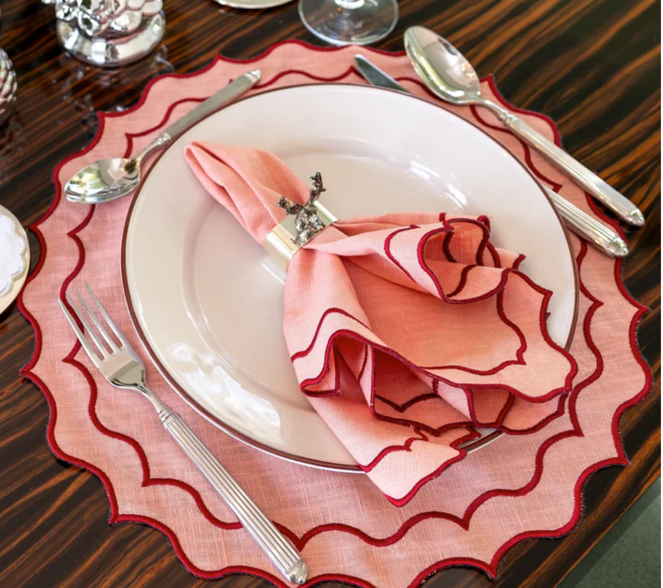 Peach and Red Napkin