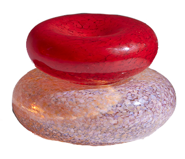 CURIO X DM, 'Pebble Stack Red and Peach Opaline'