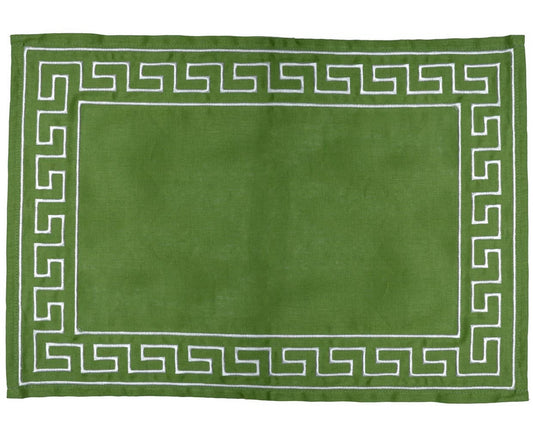 Grecian Embroidered Placemats in Green