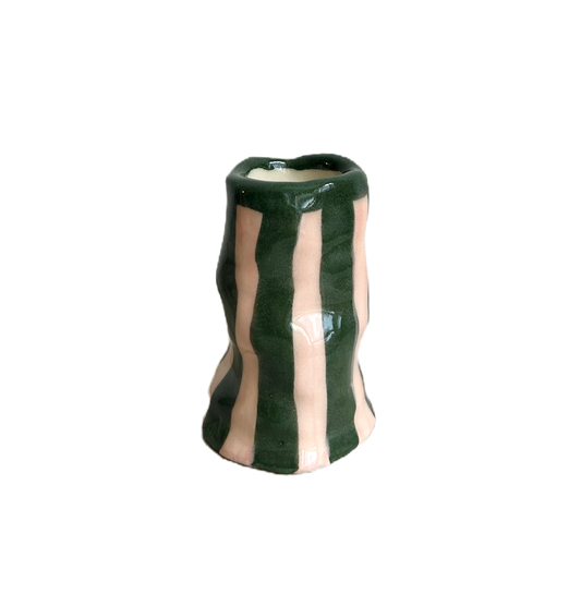 DM x Hodge Pots, 'Pink and Green Striped Candle Holder'