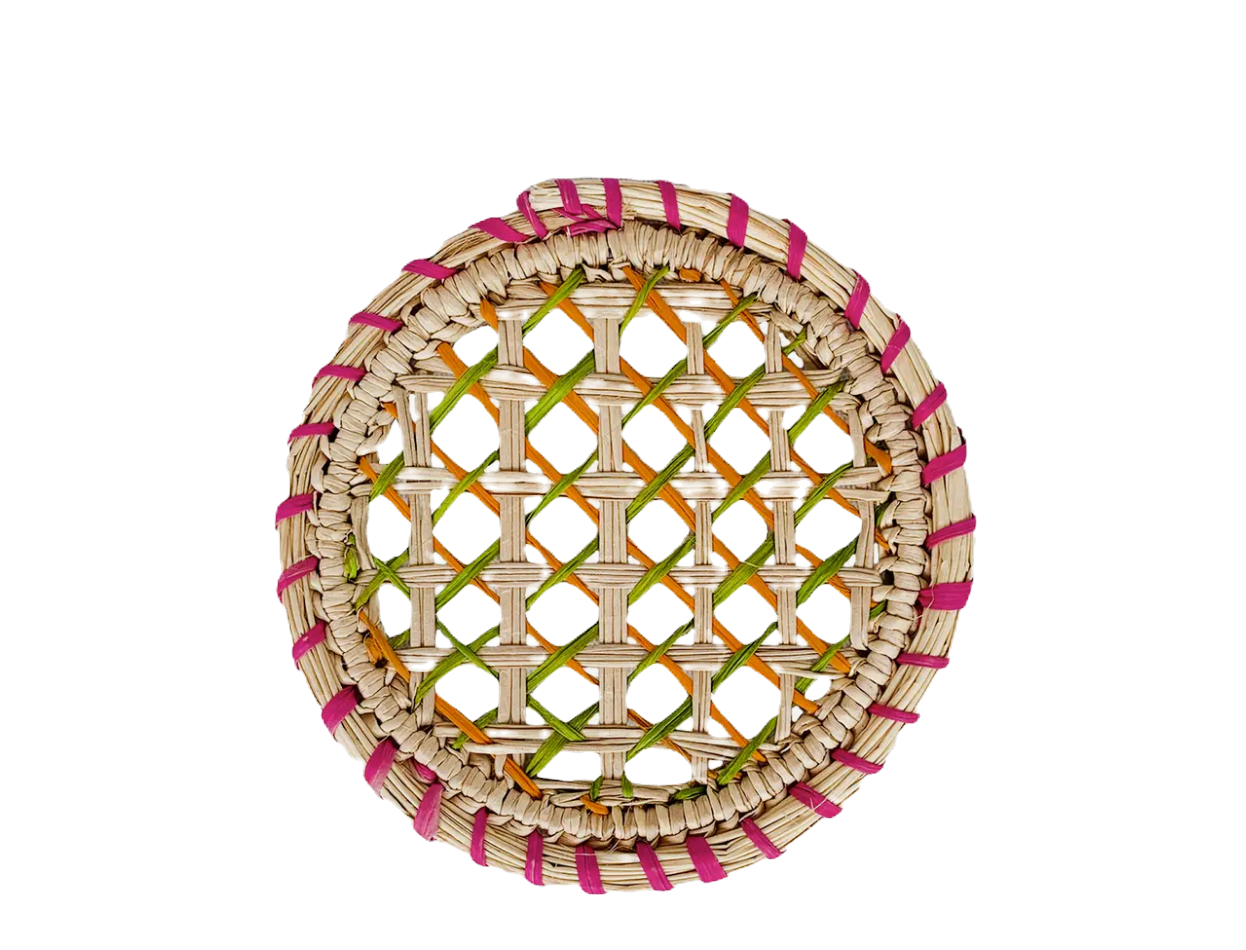 Woven Coaster in Pink and Green