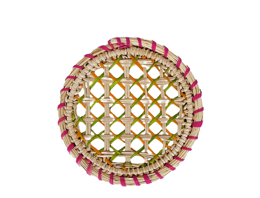 Woven Coaster in Pink and Green