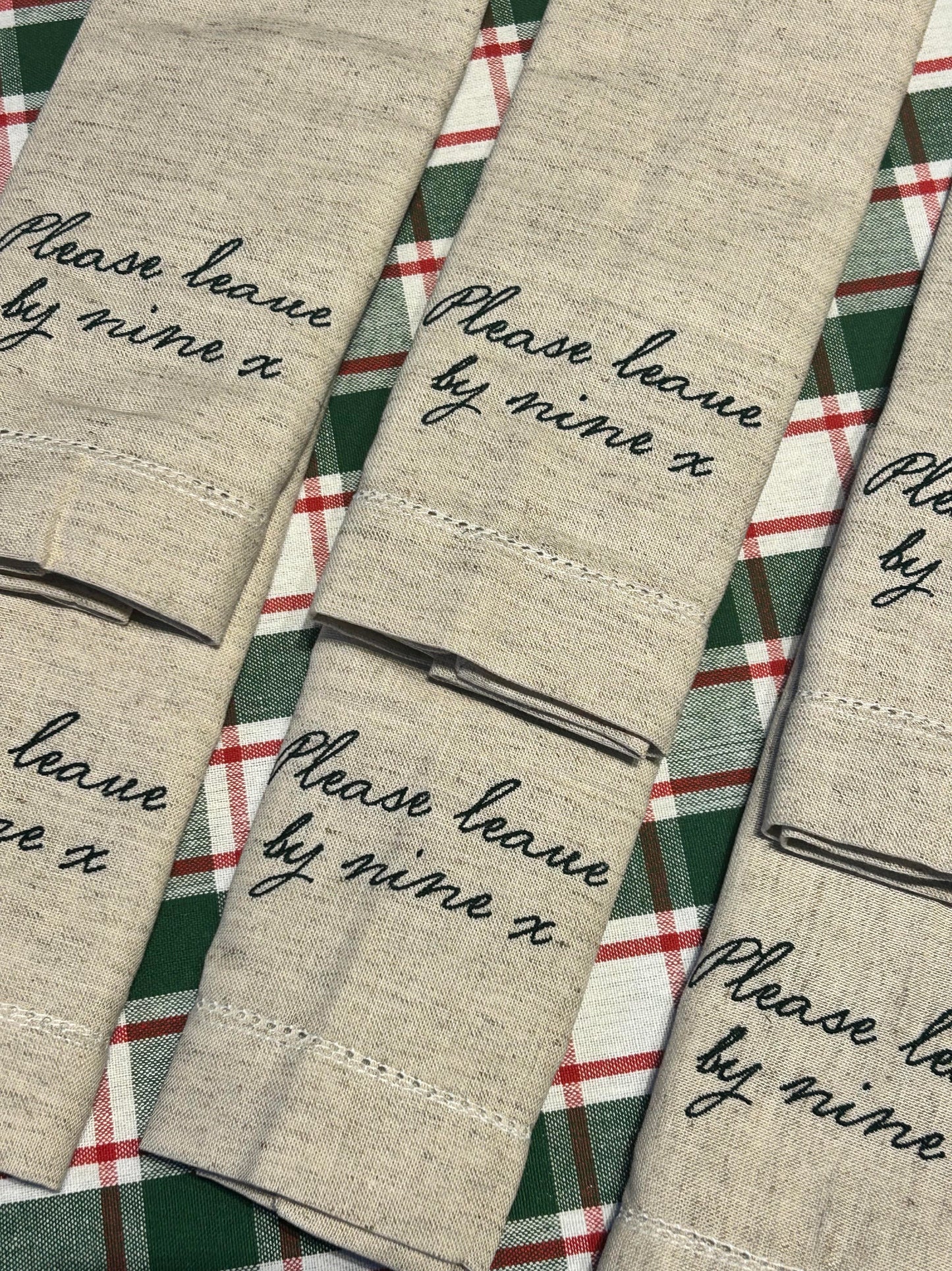 Pair of Please Leave By Nine Napkins