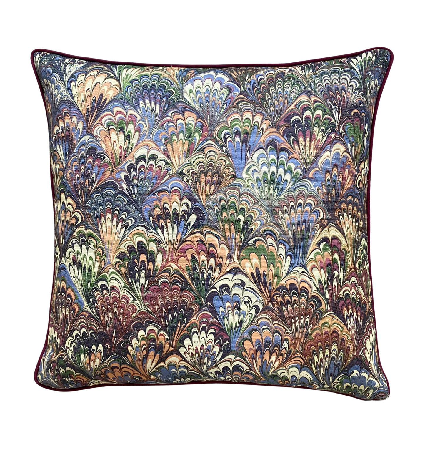 House of Amitié, 'Linen Cushion Cover in Serpentine Summer & Ditzy Blue Daze'