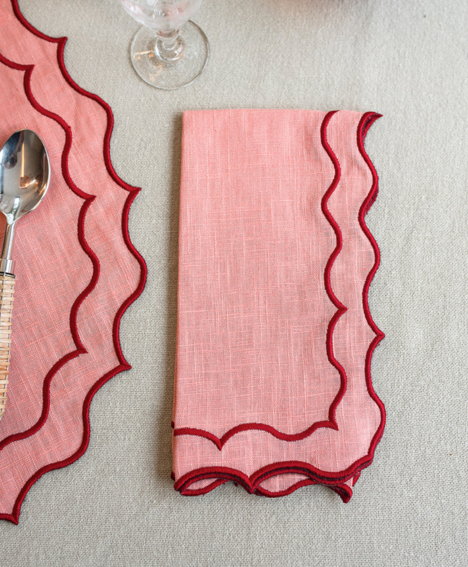 Peach and Red Napkin